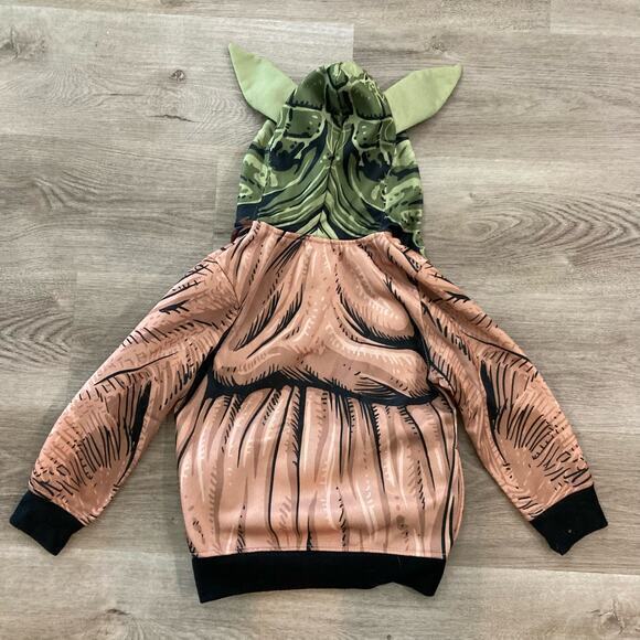 Star Wars Yoda Kids Full Zip Hoodie with Mask Hood Ears XS Brown - Picture 5 of 9
